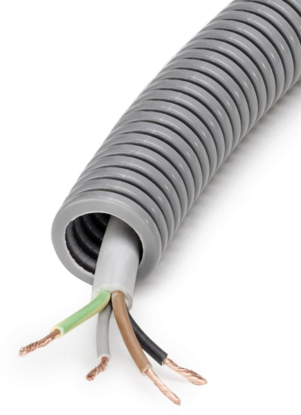 PVC-Panzerflexrohr,Ø20mm,biegs.,mittel,Turborillen,vorverdr.,YML 4x1,0mm² – 98538