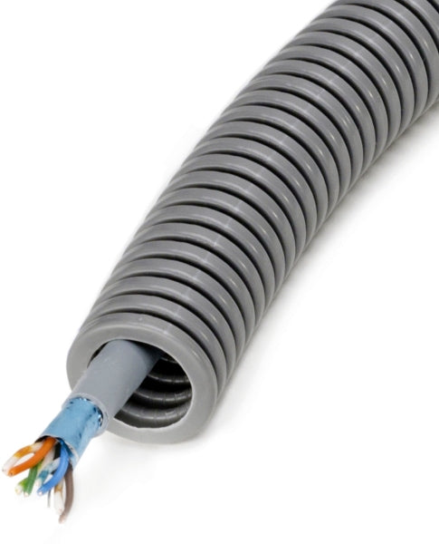 PVC-Panzerflexrohr,Ø20mm,biegs.,mittel,Turborillen,vorverdr.,CAT5/LAN 200 – 98539