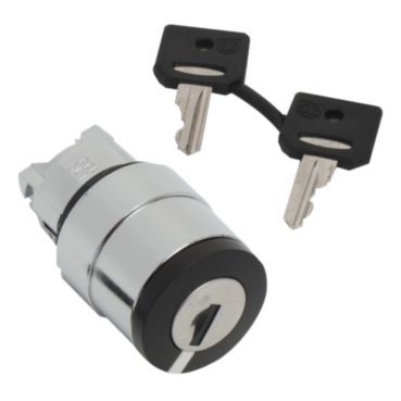 Schlüsselschalter Frontelement XB4, Metall, 22mm, sw, 2 Stell., rast, Ronis 421E – ZB4BG212