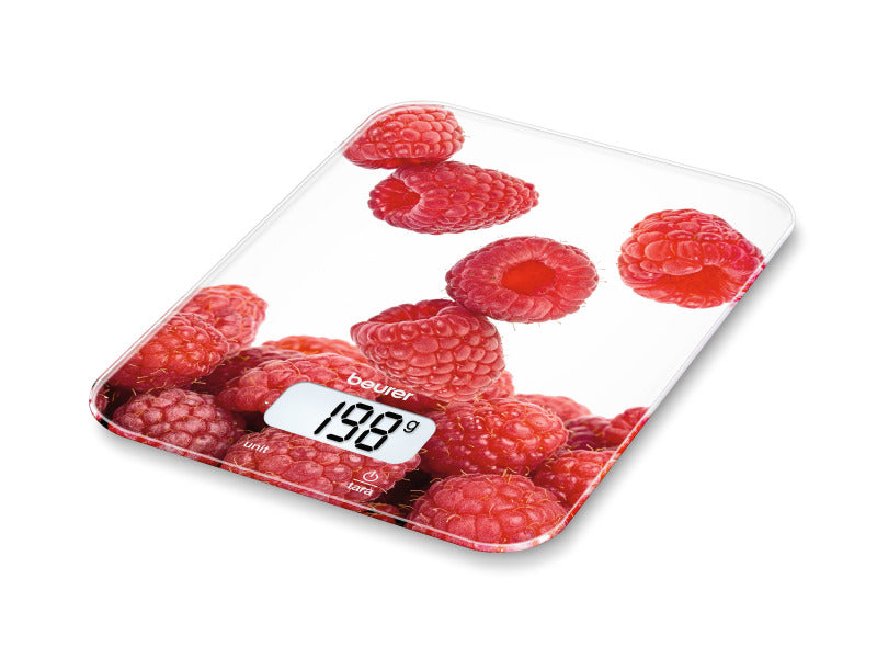 Küchenwaage b.5kg 1gTeilung Tara LCD Glas berry – 70405