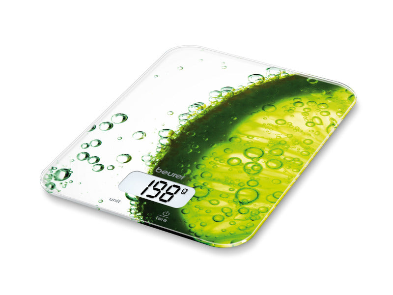 K�chenwaage b.5kg 1gTeilung Tara LCD Glas fresh