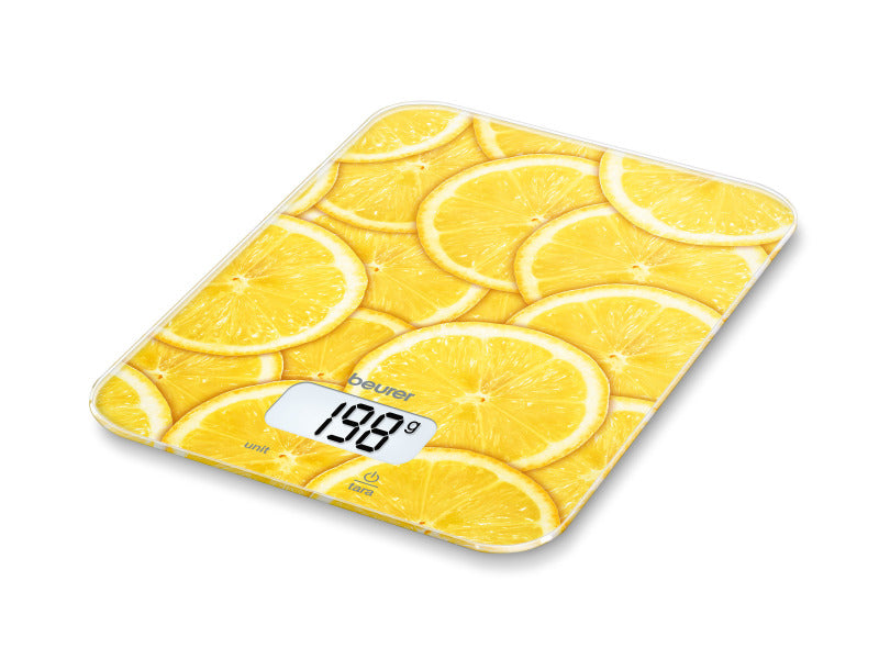 Küchenwaage b.5kg 1gTeilung Tara LCD Glas lemon – 70407
