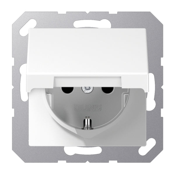 SCHUKOSteckdose, 16 A 250V ~, Klappdeckel, Duroplast, Serie A, alpinweiss – A1520KLWW