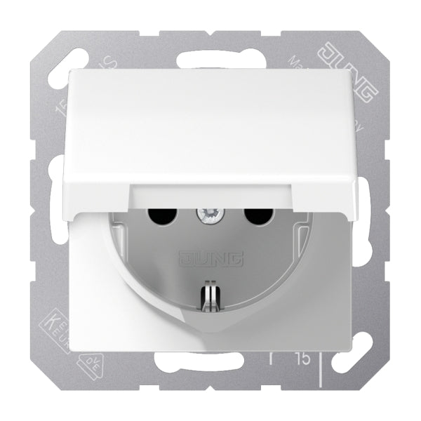 SCHUKOSteckdose, 16 A 250V ~, Klappdeckel, Duroplast, Serie AS, alpinweiss – AS1520KLWW