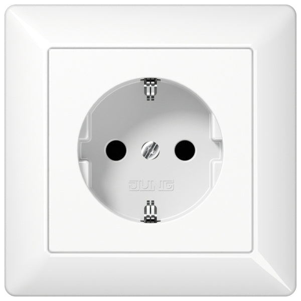 SCHUKOSteckdose, 16 A 250V ~, mit Rahmen, Duroplast, Serie AS, alpinweiss – AS1520WW