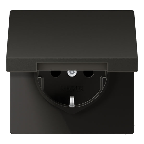 SCHUKOSteckdose, 16A 250V ~, Klappdeckel, Alu lackiert, Serie LS, anthrazit – AL1520KLAN
