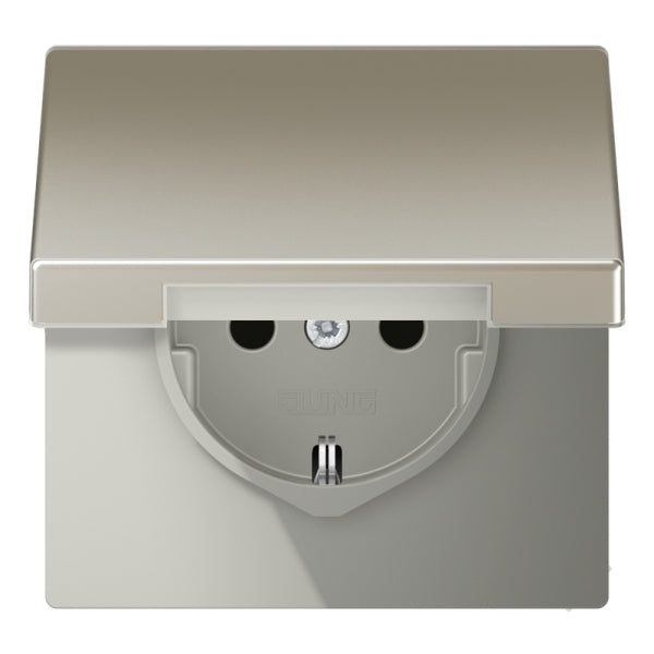 SCHUKOSteckdose, 16 A 250V ~, Klappdeckel, Serie LS, Edelstahl – ES1520KL