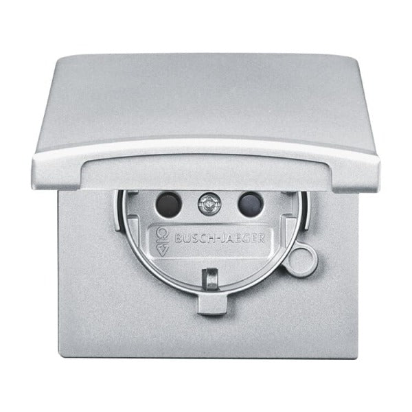 SCHUKO Steckdosen-Einsatz Safety+ mit Klappdeckel alusilber - Allwetter 44(IP44) – 2CKA002064A0293