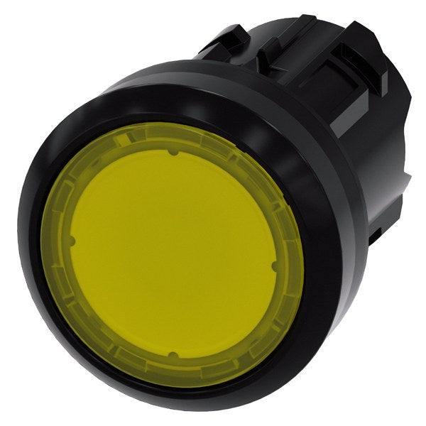 Drucktaster, beleuchtet, 22mm, rund, Kunststoff, gelb, Druckknopf – 3SU10010AB300AA0