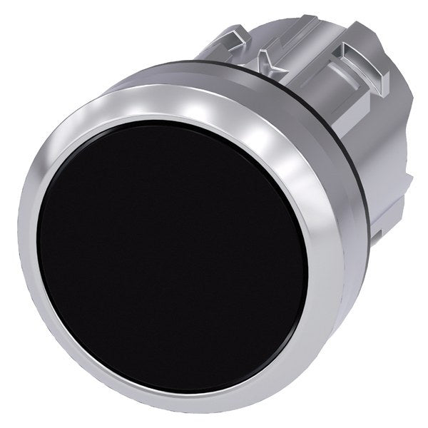 Drucktaster, 22mm, rund, Metall, hochglanz, schwarz, Druckknopf – 3SU10500AB100AA0