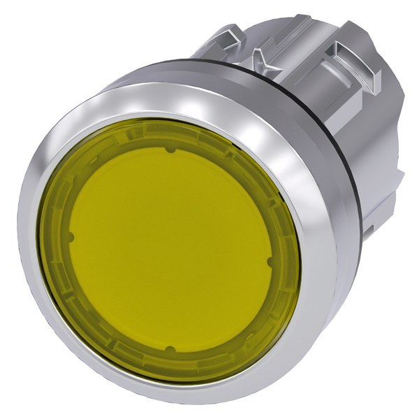 Drucktaster, beleuchtet, 22mm, rund, Metall, hochglanz, gelb, Druckknopf – 3SU10510AB300AA0