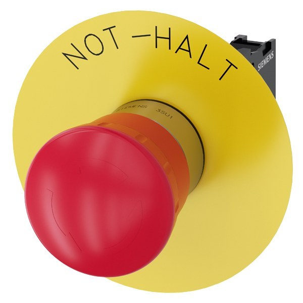 Not-Halt-Pilzdrucktaster, 22mm, rund, Metall, hochglanz, rot, 1Ö – 3SU11501HB201CH0