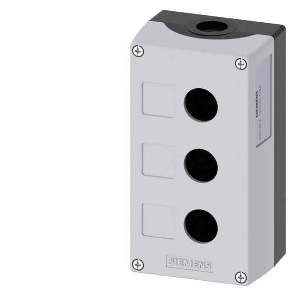 Gehäuse für Befehlsgeräte, 22mm, rund, Kunststoff, grau, 3 Befehlsstellen – 3SU18030AA000AB1