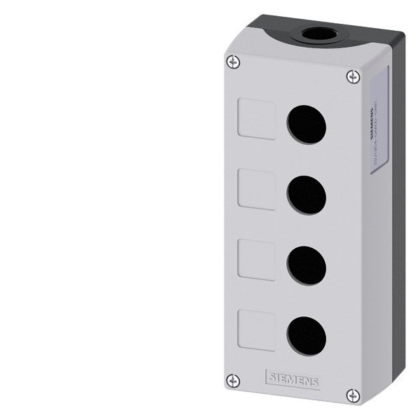 Gehäuse für Befehlsgeräte, 22mm, rund, Metall, grau, 4 Befehlstellen – 3SU18540AA000AB1