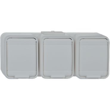 Steckdose 3fach 16A waagerecht AquaTop Steckklemme licht/basaltgrau – 445809