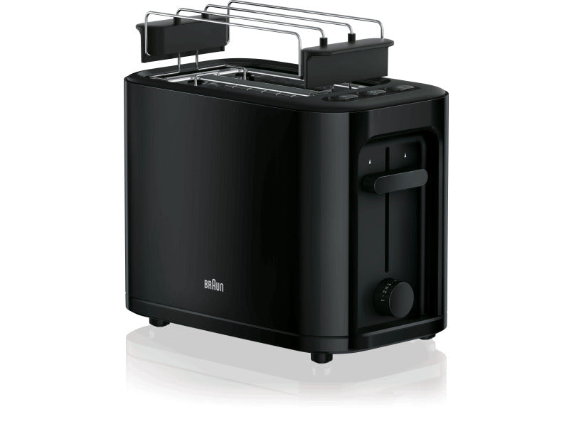 Toaster,1000W,2Schlitz,stufenlos,Auftauf.,Aufsatz,schwarz – 0X23010009