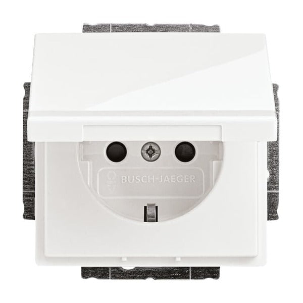 SCHUKO Steckdosen-Einsatz Safety+ mit Klappdeckel studioweiß - Plattform 63 – 2CKA002018A1520