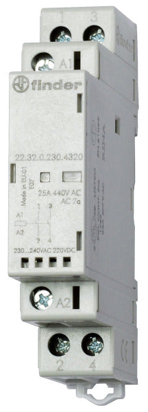 Schütz Reiheneinbau, 2 Schliesser 25A, Spule 230VAC/DC, LED