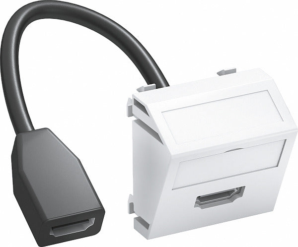 Multimediaträger HDMI mit Kabel, Buchse-Buchse 45x45mm Polycarbonat reinweiß RAL 9010 – 6104838