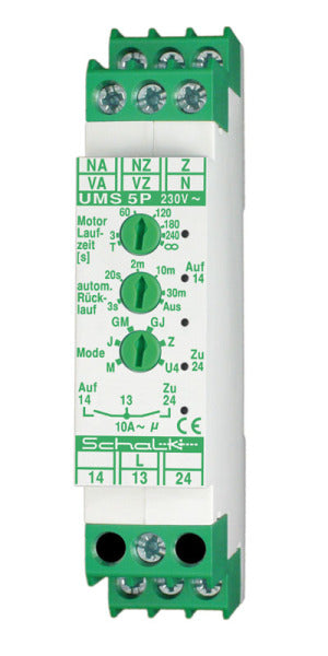 AUF/ZU-Steuerung 230V AC, 2 Schließer pf 10A/250V AC, NA/NZ 12-230V UC – ums5p9