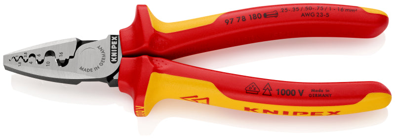 VDE-Crimpzange Aderendhülsen, 2-K, 180 mm, 0,5-16 mm², SB – 97 78 180 SB