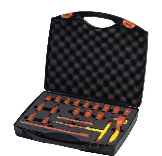 Ratschenschlüssel Set isoliert 3/8'' 21-tlg. inkl. Koffer – 43023