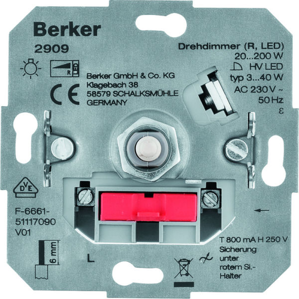 Drehdimmer 200 W / LED 40 W Up – 2909