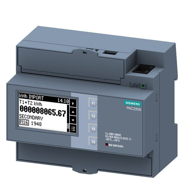 SENTRON Messgerät 7KM PAC2200, 3-phasig, 65 A, Hutschiene, Modbus TCP, MID – 7KM22002EA401JA1
