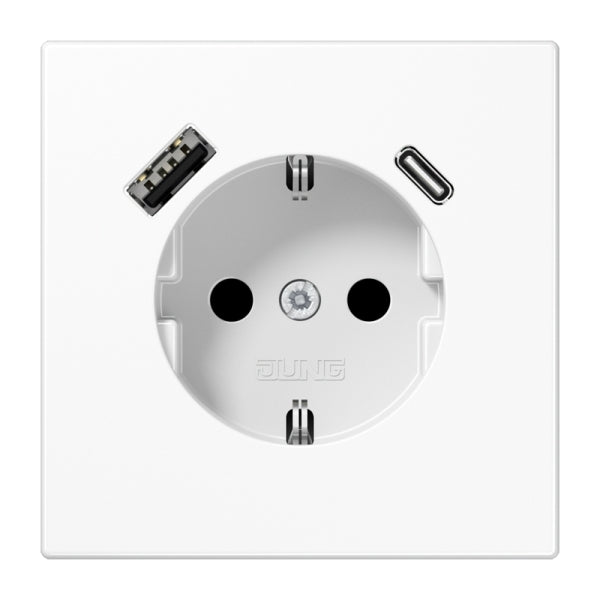 SCHUKOSteckdose 16A 250V ~, mit USB-Ladegerät 1xTyp A + 1xTyp C, SAFETY+, – LS1520-15CAWW