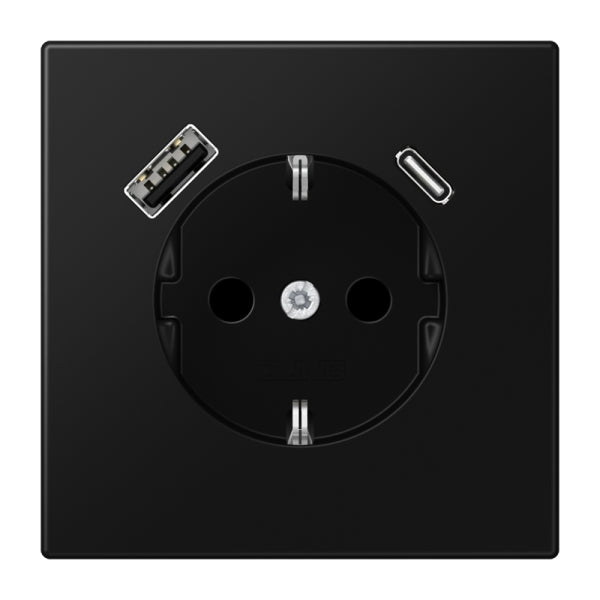 SCHUKOSteckdose 16A 250V ~, USB-Ladegerät 1xTyp A + 1xTyp C, graphitschwarz – LS1520-15CASWM