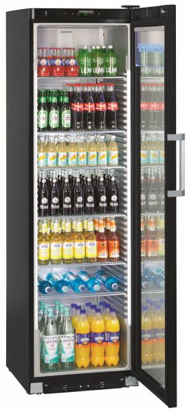 Flaschenkühlschrank dynamisch 6Roste 449L Glastür D schwarz