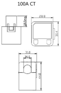 100A Klapp-Stromwandler 50Hz 16 x 16 mm / 44 x 31 mm – SECT-SPL-100A-A