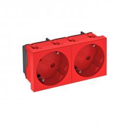Steckdose 33°, 2-fach Schutzkontakt 250V, 10/16A Polycarbonat signalrot RAL 3001 – 6120109