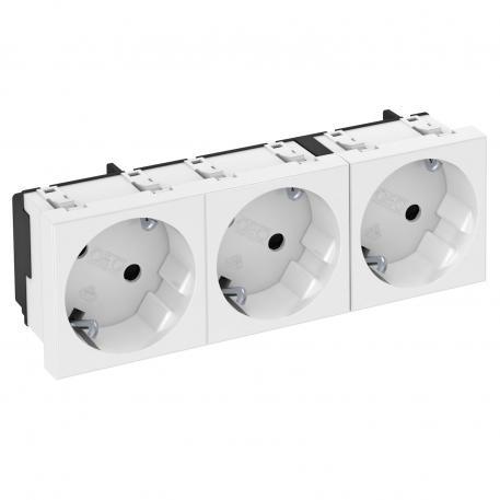 Steckdose 33°, 3-fach Schutzkontakt 250V, 10/16A Polycarbonat reinweiß RAL 9010 – 6120123