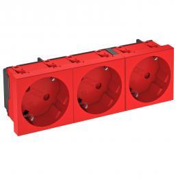 Steckdose 33°, 3-fach Schutzkontakt 250V, 10/16A Polycarbonat signalrot RAL 3001 – 6120129