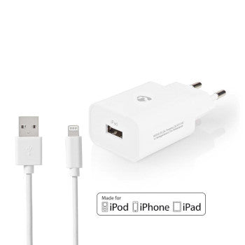 Netzladegerät TypC USB-A 12W Lightning 8Pin: 1m ws – WCHAL242AWT