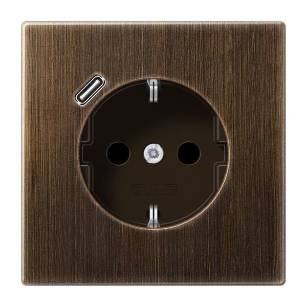 SCHUKOSteckdose 16 A 250 V ~, mit USB 1 x Typ CSAFETY+, Serie LS, Messing antik – ME1520-18CAT