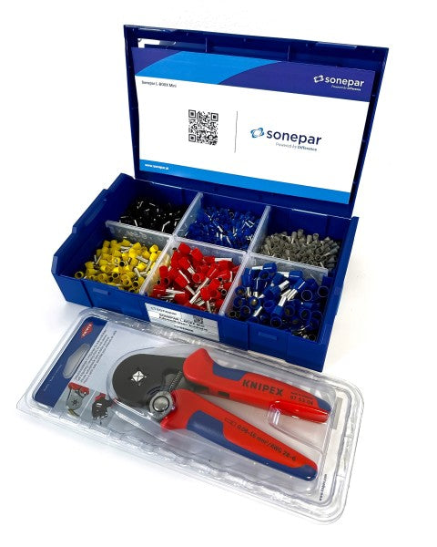 L-BOXX MINI CRIMPMASTER 1601-teilig, Aderendhülsen isoliert 1.5 - 16mm² inkl. Knipex Crimpzange – L-BOXX Mini Aderendhülsen Sortiment