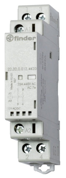 Installationsschütz, 2 Öffner für 25A/250 VAC, LED mech. Anzeige – 22.32.0.012.4420