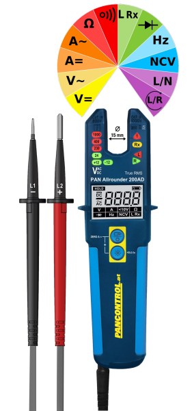 Strom-/ Spannungsprüfer LED + LCD 1000V, 200A AC/DC True RMS