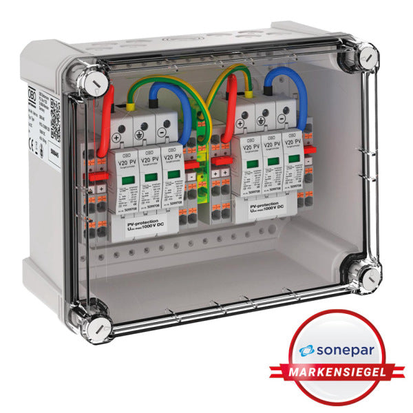 OBO Generatoranschlusskasten 2x2 PV-String a uf 2 WR-MPP 1000V DC lichtgrau RAL 7035 – 5088445