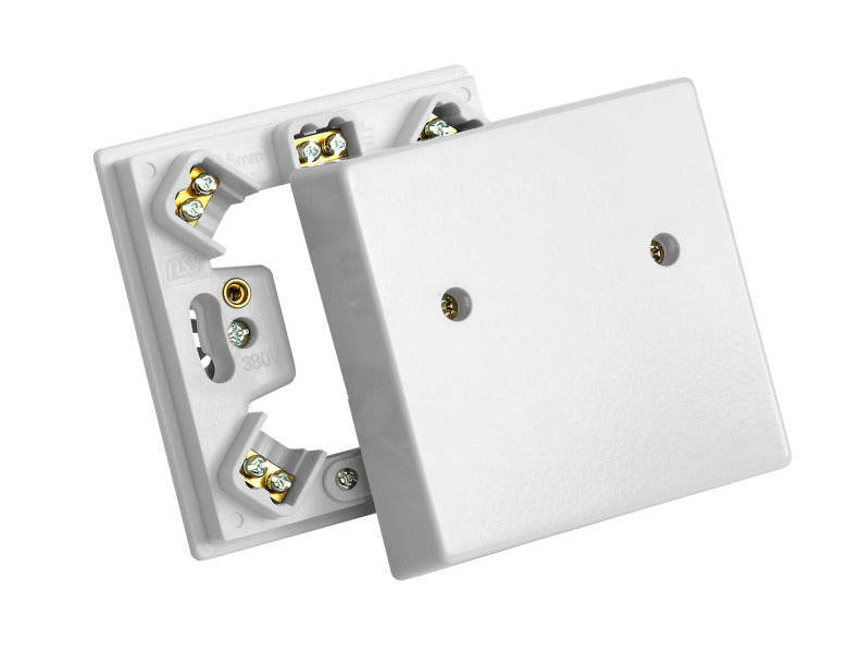 Herdanschlußdose UP/AP mit Dübelbefestigung, 80x80x42mm weiß – 340100