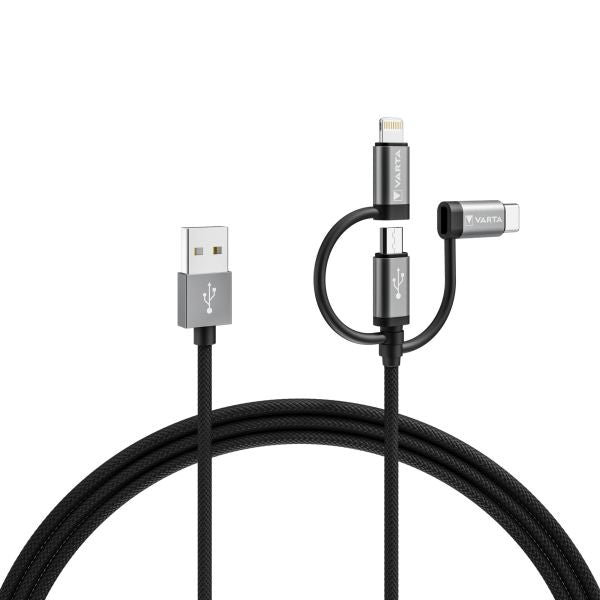 Speed Charge & Sync Kabel 3in1 USBA auf Lightn/Micro/USBC 2m