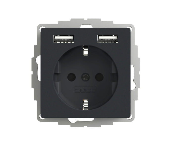 2USB Schutzkontakt-Steckdose inCharge Pro 55, 2,4 A, 12W, anthrazit matt – 106206
