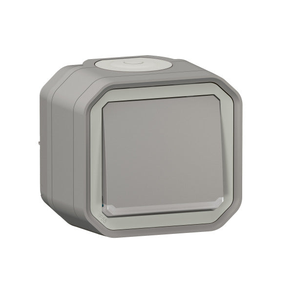 Plexo New FRAP Wechselschalter Kontroll 10 AX, Steckklemmen, IP 55, IK 08, Grau – 069712L