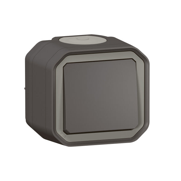 Plexo New FRAP Wechselschalter 10 AX, Steckklemmen (SL), IP 55, IK 08, Anthrazit – 069761L