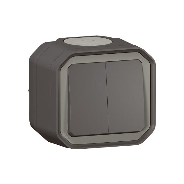 Plexo New FRAP Doppelwechselschalter 10AX/Taster 10A SL , IP55,IK08, Anthrazit – 069775L
