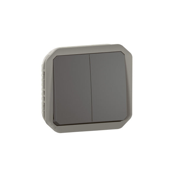 Plexo New Einsatz Doppelwechselsch 10AX/Taster 10A, SL , IP55, IK08, Anthrazit – 069805L