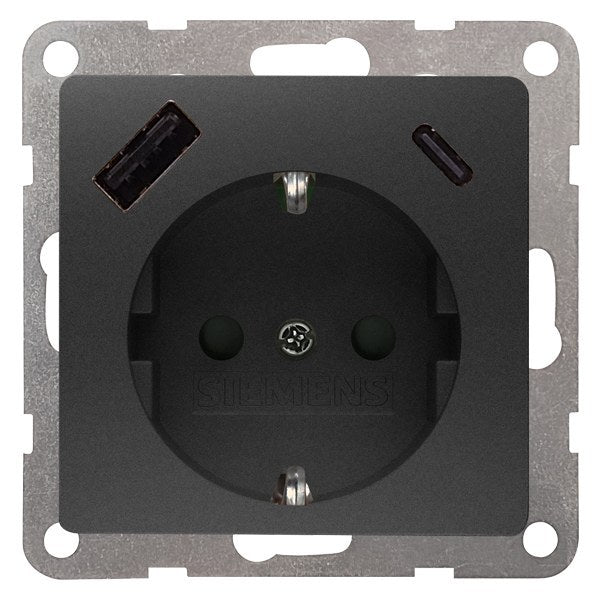 DELTA i-system carbonmetallic USB-SCHUKO-Steckdose 2 USB A+C Leistung: bis zu... – 5UB19701CM01
