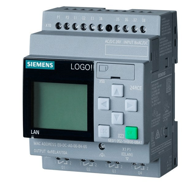 LOGO! 24RCE, Logikmodul,Display SV/E/A: 24V AC/DC 24V/Relais, 8 DE/4 DA – 6ED10521HB080BA2